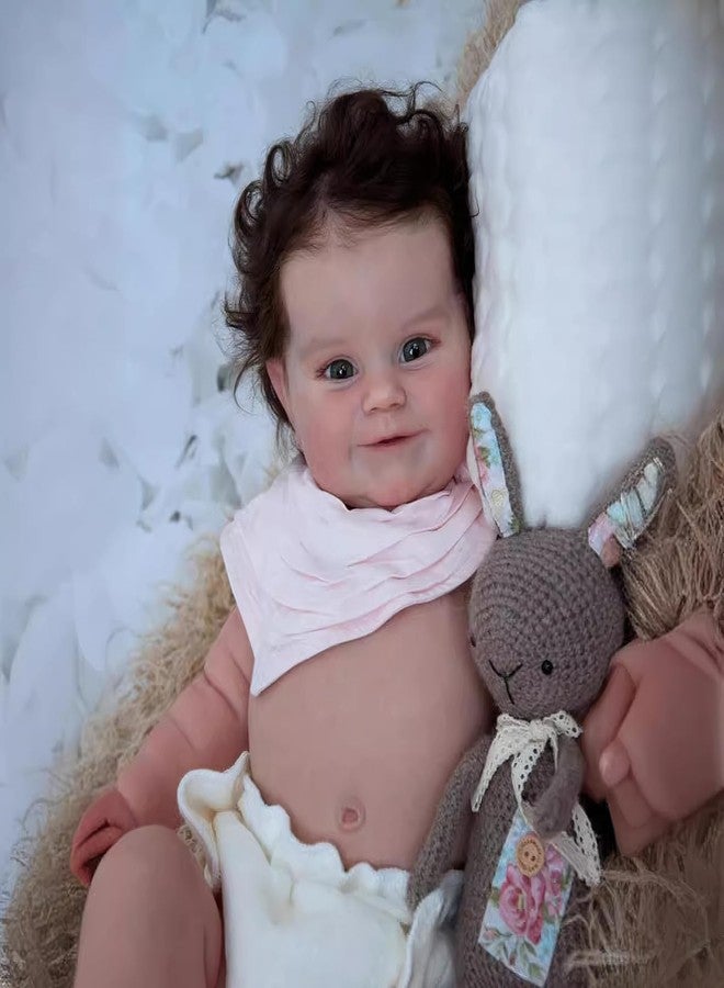Wamdoll دمية طفل حديث الولادة من وامدول، بطول 20 بوصة، بشعر مزروع، وابتسامة جميلة، مصنوعة من الفينيل، بجسم كامل، وبنية تشريحية دقيقة، تبدو واقعية للغاية. - Image 1